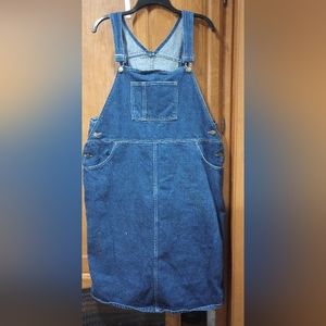 Denim Overall Jumper Dress Adjustable Straps Ladies Size 34 Country Chic Western